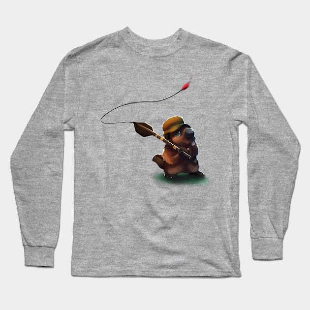 Fishing Beaver! Long Sleeve T-Shirt by NezuPanda